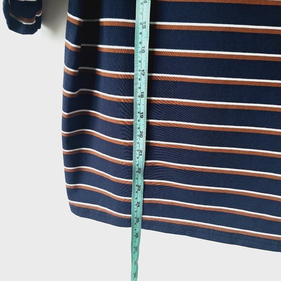 Classic Striped Boxy T-Shirt - Navy and Brown - Picture 6 of 7